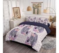 HASLEFND Couette 140 x 200 cm 4 Saisons Style bohème Couettes 1 Personnes| Couette Imprimée avec Motif de Couronne zébrée Couettes sans Housse en Lavable en Machine et 1 Taie d'oreiller