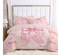 HASLEFND Couette 140 x 200 cm 4 Saisons Style Doux et féminin Couettes 1 Personnes| Couette Imprimée avec Motif de Lettre R Bow Couettes sans Housse en Lavable en Machine et 1 Taie d'oreiller