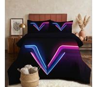HASLEFND Couette 220 x 240 cm 4 Saisons Style Punk de Science-Fiction Imprimée | Édredon Réversible sans Housse pour Lit 2 Personnes,Tubes néon, Couette Légère Microfibre Douce Bleu et Rose