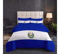 HASLEFND Couette 260 x 240 cm 4 Saisons Patriotisme Imprimée | Édredon Réversible sans Housse pour Lit 2 Personnes,Drapeau National du Salvador, Couette Légère Microfibre Douce Bleu