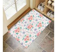 HASLEFND Fleurs aquarelles Petites Fleurs et Feuilles Paillassons antidérapants Tapis de Sol imperméable à l’Eau Tapis de Moquette pour entrée de Cuisine Tapi de Pied - 60 x 90 cm - Rose-Violet