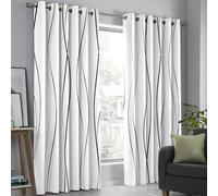 HASLEFND Lignes abstraites Rideau Occultant À Oeillets | Ligne ondulée Courbe - Rideau Occultant Décor Microfibre pour Chambre d'enfants Salon 2 Pièces 140 X 225 cm - Front Noir et Blanc