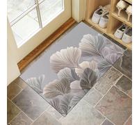 HASLEFND Paillasson - 90 x 150 cm - Rose grisâtre - Pliable - Fin et Lavable - Plantes de rêve Grandes Feuilles élégantes - Antidérapant - pour Porte d'entrée, entrée, Patio, Couloir