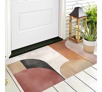 HASLEFND Paillasson d’entrée antidérapant 80 x 120 cm - Tapis intérieur/extérieur - Beige Style Abstrait géométrique Rectangle Semi-Circulaire - Lavable, Facile à Nettoyer pour Intérieur et Extérieur