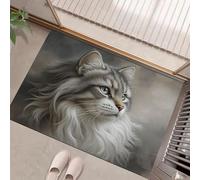 HASLEFND Paillasson Intérieur Tapis 45 x 75 cm, Photographie animalière Imprimé Chat Mignon, Entrée Intérieur Extérieur Imperméable,Antidérapan,Tapis pour Patio, Porche, entré - Brun Clair