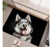 HASLEFND Paillasson Intérieur Tapis 80 x 120 cm, Photographie animalière Husky Print, Entrée Intérieur Extérieur Imperméable,Antidérapan,Tapis pour Patio, Porche, entré - Noir et Blanc