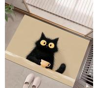 HASLEFND Paillasson Intérieur Tapis 90 x 150 cm, Animaux Simples Chat Mignon, Entrée Intérieur Extérieur Imperméable,Antidérapan,Tapis pour Patio, Porche, entré - Beige