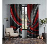 HASLEFND Rideau Occultant Thermique Isolant Illusion Spatiale, 95% Bloquer Lumière, Courbes 3D, Rideaux Rouge grisâtre à Oeillets pour Chambre Adulte Salon, 140 X 225 cm, 2 Pièces