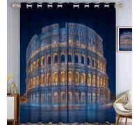 HASLEFND Rideau Occultant Thermiques Paysage Architectural - Rideau Enfant Colisée Romain Bleu, Lot de 2 Rideaux à Oeillets pour Decoration Chambre Salon,140 X 260 cm (LxH)