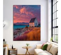 HASLEFND Sans cadre en Bois Impression sur Toile Paysages au bord du lac