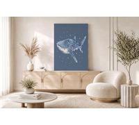 HASLEFND Sans cadre Impression Sur Toile Animaux marins Bleu Image Sur Toile Requin-baleine tacheté Sur Toile Mural Tableau Decor Murale Salon Chambre 50 x 70 cm