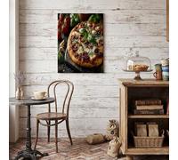 HASLEFND Tableau Décoration Murale brun jaunâtre 60 x 90 cm - Affiche Pizza à la tomate et à l'ail Sans Cadre pour Salon, Chambre, Salle de Bain - Toile Déco Photographie culinaire Maison