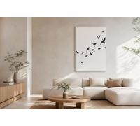 HASLEFND Tableau Décoration Murale Noir et blanc 30 x 40 cm - Affiche Volée d'oiseaux à taches d'encre Sans Cadre pour Salon, Chambre, Salle de Bain - Toile Déco Peinture à l'encre minimaliste Maison
