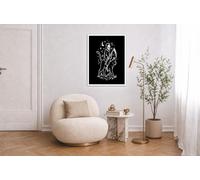 HASLEFND Tableau Décoration Murale Noir et blanc 40 x 50 cm - Affiche Volée d'oiseaux à taches d'encre Sans Cadre pour Salon, Chambre, Salle de Bain - Toile Déco Peinture à l'encre minimaliste Maison