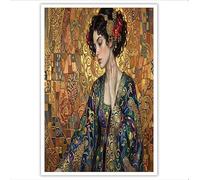 HASLEFND Tableau Décoration Murale Or 40 x 50 cm - Affiche Figures féminines géométriques Sans Cadre pour Salon, Chambre, Salle de Bain - Toile Déco Portrait Maison