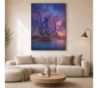 HASLEFND Tableau Décoration Murale Violet 60 x 90 cm - Affiche Pieuvre de l'Opéra de Sydney Sans Cadre pour Salon, Chambre, Salle de Bain - Toile Déco Paysage fantastique风格 Maison