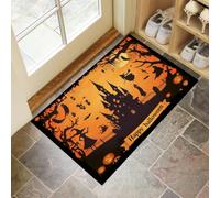 HASLEFND Tapis Affiche d'halloween Tapis De Sol 90 x 150 cm | Silhouette de sorcière du Palais Paillasson Halloween Décoration Extérieure pour Intérieur Maison Salon Cuisine Entrée Bureau Patio Fête