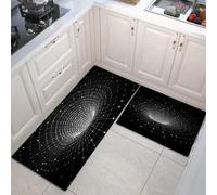 HASLEFND Tapis Cuisine Devant evier, Couloir Lavable antiderapant Illusion de Science-Fiction Motif de Tunnel en Spirale pour Salon, Chambre, Les Chambres Jeunes Adulte Noir, 50x80+50x150cm