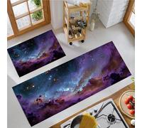 HASLEFND Tapis Cuisine Devant evier,Tapis de Univers des rêves Nébuleuses et étoiles,Lavable Doux Violet foncé Tapi D'EntréE, Tapi de Passage,Tapi de Couloir,Facile à Nettoyer - 50x80+50x150cm