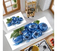 HASLEFND Tapis Cuisine Minimalisme Antidérapant Tapis Devant Evier Myrtilles Aquarelle Bleu Tapi Ensemble Universel pour décoration de Maison, Bureau 45x75+45x150cm
