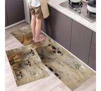 HASLEFND Tapis de Couloir 45x75+45x150cm, Tapis Cuisine Devant Evier Brun Style Photographique réaliste Rocher des suricates Antidérapant Lavable pour Couloir Chambre Buanderie Entrée Salon