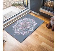 HASLEFND Tapis de Porte de Bienvenue, 90 x 150 cm Corps célestes Paillasson Entree Antidérapant Lavable Soleil, Lune, Étoiles Tapis de Sol Anti-Poussière pour Entrée Couloir Cuisine, Noir et Blanc