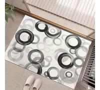 HASLEFND Tapis Entree Interieur Paillasson 40 x 60 cm, Art Abstrait Cercle Noir Tapis Cuisine Devant Evier Antidérapant et Lavable en Machine Tapi d'animaux pour Entrée Couloir, Cuisine, Porte Gris