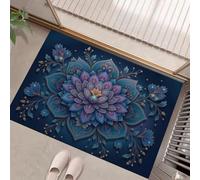 HASLEFND Tapis Entree Interieur Paillasson 50 x 80 cm, Tapis Cuisine Devant Evier Antidérapant et Lavable en Machine Tapi Mandala Wind Lotus Multicouche pour Entrée Couloir, Cuisine, Porte Bleu foncé