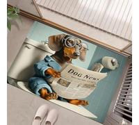 HASLEFND Tapis Entree Interieur Paillasson 90 x 150 cm, Animaux intéressants Un Teckel lit Un Journal Tapis Cuisine Devant Evier Antidérapant et Lavable en Machine pour Entrée CouloirBrun