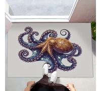 HASLEFND Tapis Entree Interieur Paillasson 90 x 150 cm, Illustrations d'animaux Empreinte de Pieuvre Tapis Cuisine Devant Evier Antidérapant et Lavable en Machine pour Entrée CouloirViolet