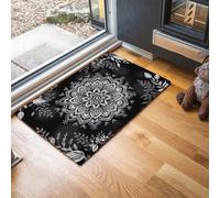 HASLEFND Tapis Entree Interieur, Paillasson Lavable en Machine, Mandala Wind Fleurs élégantes, à Poils Courts, Antidérapant et Doux, Idéal pour Couloir, entrée ou Cuisine, Bleu-Violet, 40 x 60 cm