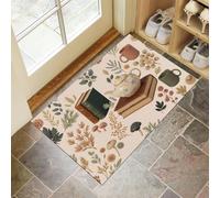 HASLEFND Tapis Entree Interieur Style Pastoral rétro Livres, théières, Champignons Tapis Cuisine Devant Evier Antidérapant et Lavable en Machine Tapi Couloir Anti-Saleté Paillasson Interieur
