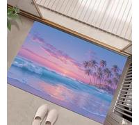 HASLEFND Tapis imprimé Paysages de Bord de mer Coucher de Soleil à la Plage, Tapis Antidérapant Rose, Bureau d'entrée Intérieur, Cuisine, Chambre à Coucher, Salon, Garage, Bureau 40 x 60 cm