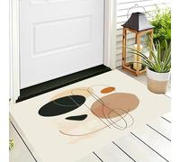 HASLEFND Tapis Interieur Entree Beige 60 x 90 cm Tapi de Porte Lavable Tapis Salon Minimalisme Lignes et Cercles Tapi Chambre Cuisine Dessous Antidérapant pour Entrée Couloir, Cuisine, Porte