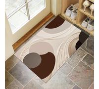 HASLEFND Tapis Interieur Entree Beige Marron 80 x 120 cm Tapi de Porte Lavable Tapis Salon Style Japonais Abstrait Lignes circulaires Tapi Chambre Cuisine Dessous Antidérapant