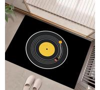 HASLEFND Tapis Interieur Entree Jaune Noir 45 x 75 cm Tapi de Porte Lavable Tapis Salon Style Musical Conception de disques vinyles Tapi Chambre Cuisine Dessous Antidérapant
