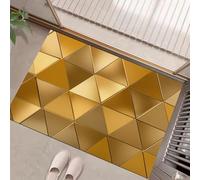 HASLEFND Tapis Interieur Entree Or 90 x 150 cm Tapi de Porte Lavable Tapis Salon Style géométrique Luxueux Triangle d'or Tapi Chambre Cuisine Dessous Antidérapant