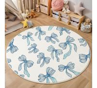 HASLEFND Tapis pour Enfant Rond 60cm - Tapis Doux et Douillet - pour Salon - Tapi pour Filles - Chambre à Coucher - Chambre d'enfant - Tapi Fin - Style Minimaliste dessiné à la Main Arc Bleu