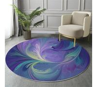 HASLEFND Tapis Rond 80cm, Tapis Style Fantastique Modèle de Vortex Fluide Lavable en Machine pour Salon - Antidérapant Moquette Et Guérisseur pour Salle À Manger Chambre Nurserie, Violet