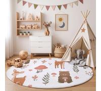 HASLEFND Tapis Rond Animaux de la forêt Chic Lavable en Machine