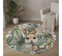 HASLEFND Tapis Rond Animaux de la forêt Chic Lavable en Machine