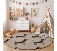 HASLEFND Tapis Rond Animaux Mignons Chic Lavable en Machine