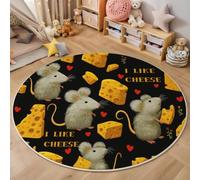 HASLEFND Tapis Rond Animauxssin animé Chic Lavable en Machine