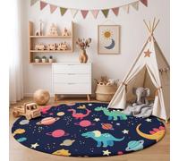 HASLEFND Tapis Rond de Salon Animaux l'espace 80cm Chambre Antidérapant