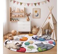 HASLEFND Tapis Rond Doux et Animaux de Dessin animé à Poils Courts