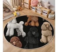 HASLEFND Tapis Rond Doux et Illustrations d'animaux Mignons à Poils Courts