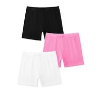 HASMES Lot de 3 shorts de cyclisme noirs en coton PE pour filles et filles - Pour la danse et la danse - Noir - Bleu marine et blanc, Noir/blanc/rose., 9-10 ans
