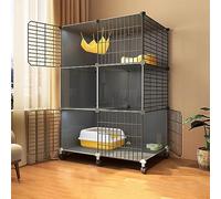 HASMI Cage Spacieuse pour Chat et Chien, Sécurisée et Pliable, avec Roues, 2 Portes, Taille L, Blanc, 75*39*114 cm, Intérieur et Extérieur