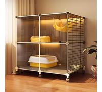 HASMI Enclos pour Chat, Grande Cage pour Chat, Parc pour Chat Chenil, avec Roues, 2 Portes, Parc pour Cage pour Chat, Cage Pliable Intérieur Extérieur