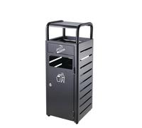 HASMI Poubelle verticale en acier inoxydable, grande poubelle de cuisine commerciale extérieure avec cendrier, conteneur à déchets avec seau intérieur amovible